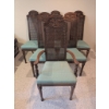 Image 1 : Six Vintage Dining Chairs with Carved Wooden Frame & Wicker Overlay