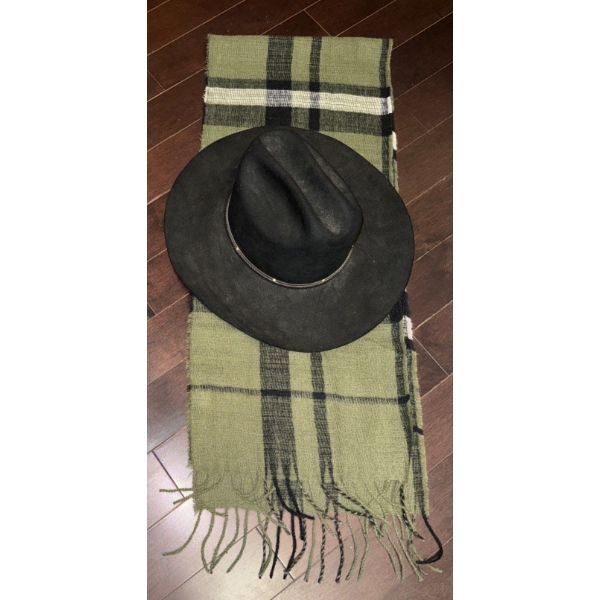 Vintage Resistol Black Cowboy Hat w/Scarf  size 58 or 7.25