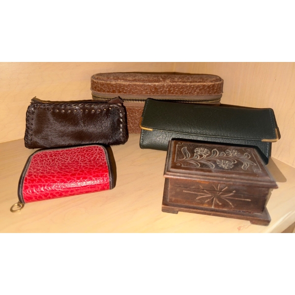 Assorted Antique Accessories - Wallets Trinket Boxes & More