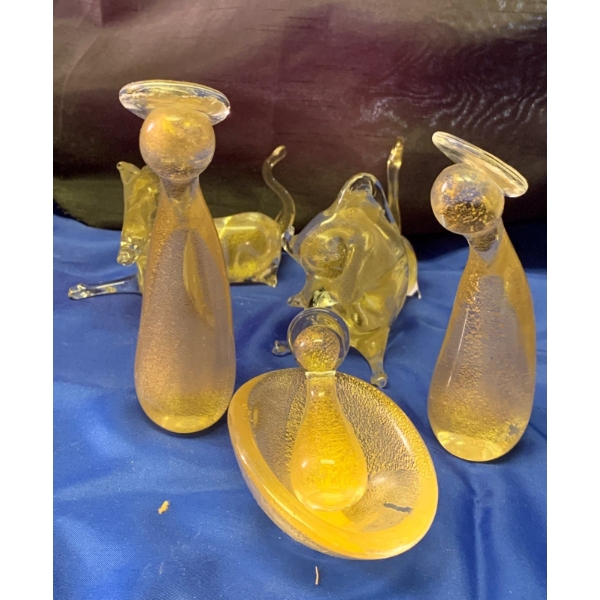 Decorative Glass Nativity Set Made in Murano Italy Venetian