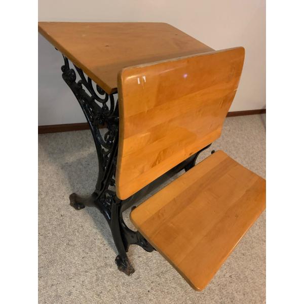 Antique Cast Iron School Desk - 22W, 28D, 28T