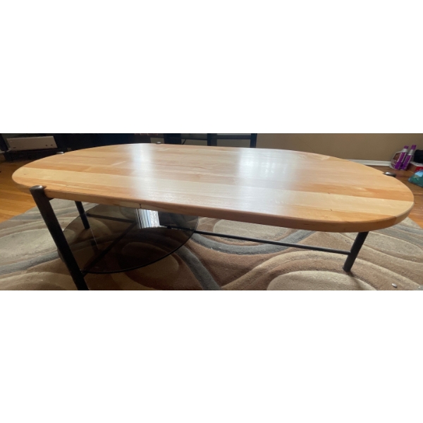 Modern Oval Coffee Table w/Bottom Shelf  38"w x 21"d x 27" tall