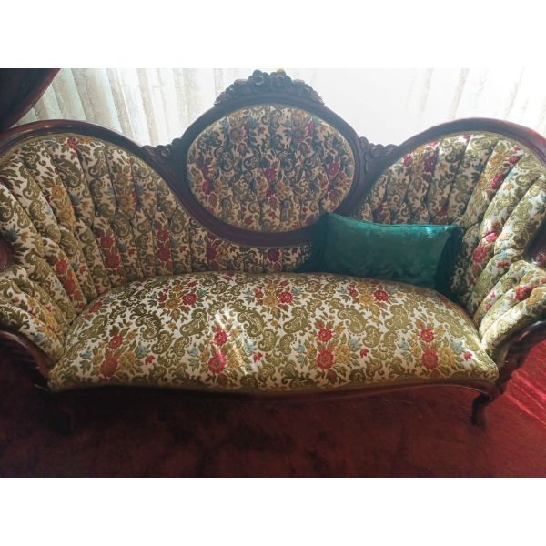 Wooden and Fabric Sofa - 68W, 28D, 24T 