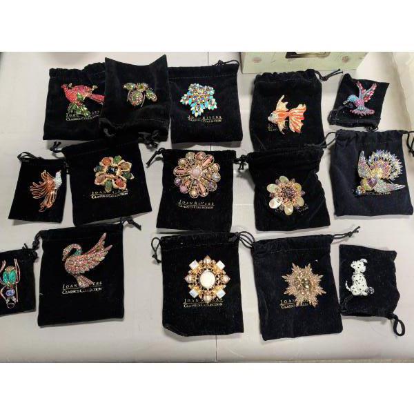 Joan Rivers Classics Collection Assorted Brooches with Presentation Pouches
