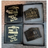 Image 4 : Hand Carved Elastic Shooting Gun w/ Target Practise Belt Buckles Desk Clock & More