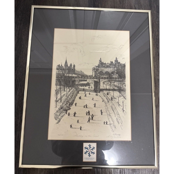 Framed Art Print titled "Skating On The Canal" By A.J. Casson-Rideau Canal, Ottawa