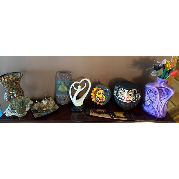 Awesome Decor Collection - Hand Painted Vase, Glass Decor Vases, Heart Sculpture, Tribal Plaque,More