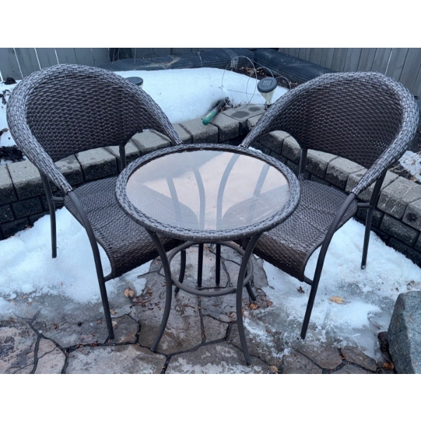 Rattan 3 Piece Bistro Set 27'Tall 