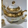 Image 3 : Vintage Europen Gold Plated Tea Set: Teapot 7 T, Mini Cups, Saucers 4.5" Diameter, Sugar Bowl 