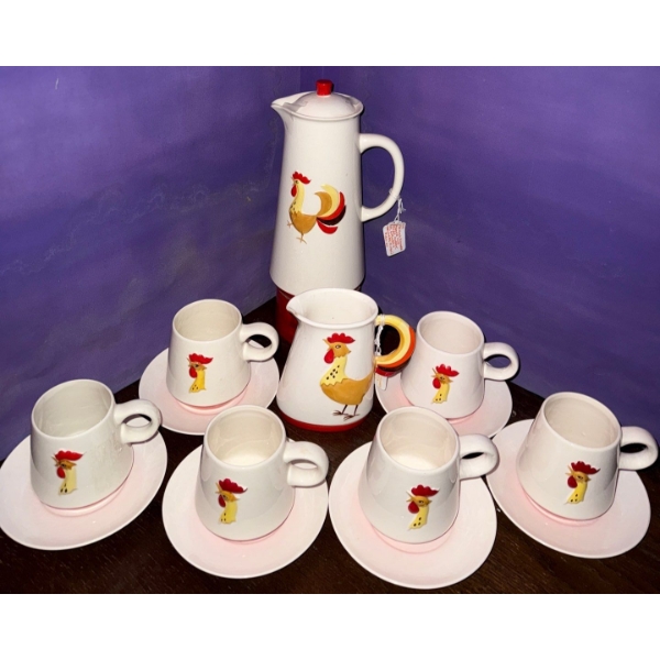 Holt Howard's Ceramic Rooster Coffee Set- MCM Kitsch Japanese Set