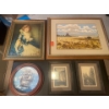 Image 1 : Picture of Girl in Ornate Frame 19" x 15", Needlepoint Farmscape 26" x 21", Framed Pictures 8.5" x 1
