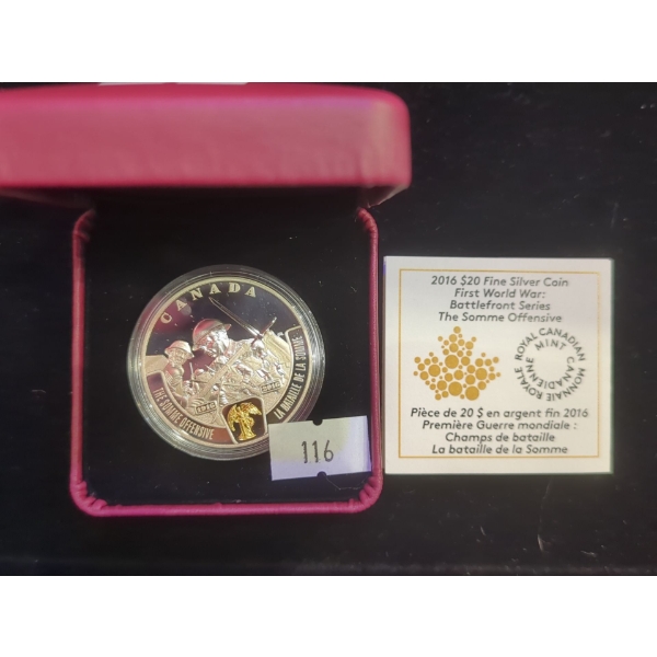 RCM 2016 The First World War: Battlefront Series The Somme Offensive Fine Silver 99.99 Coin 31.39g