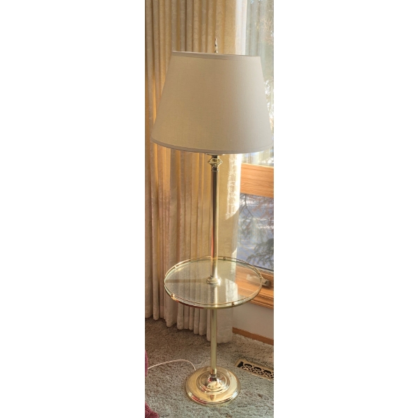 Brass Stand Up Lamp/End Table 58T