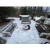 Image 1 : three wood and plastic benches all in good condition great for around the fire pit fire pit not incl