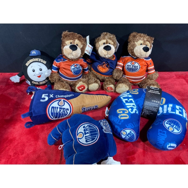 Oilers Teddy Bears and Pillows 