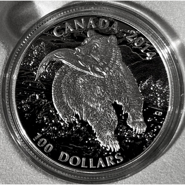 2014 $100 The Grizzly - 99.9% Fine Silver Coin