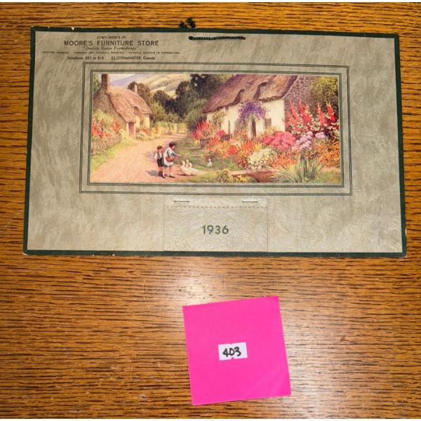 1936 Moores Furniture Store LLoydminster Canada Calender Like New