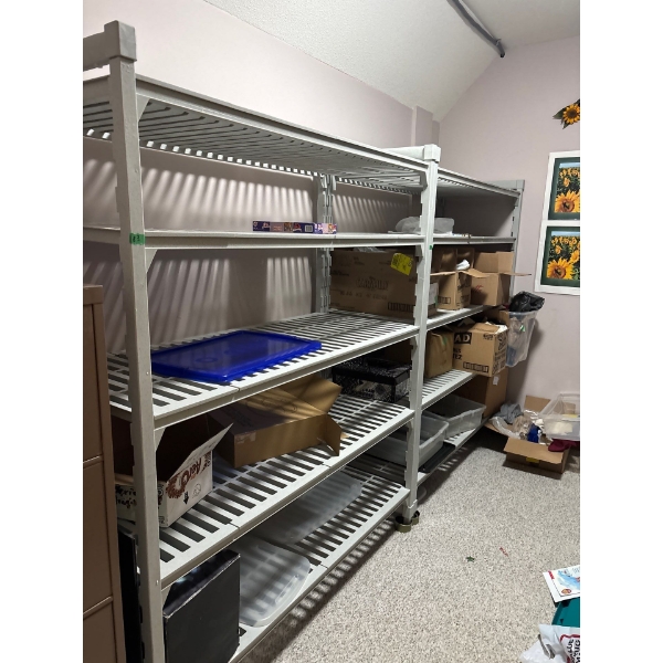 Heavy Duty Plastic Shelving For Storage Room or Root Cellar or Cold Room L118" W23" H72" Contents No