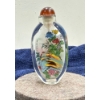 Glass Hand Painted Floral Snuff Bottle with Spoon 3.5H
