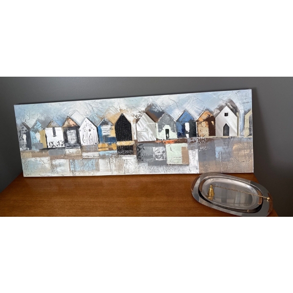 Abstract Long  Art Piece (59x20) w/ Trays 