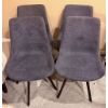 Image 4 : Four Grey Fabric Dining Chairs with Metal Legs