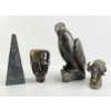 Image 1 : 4 Carved Stone Sculptures: Pyramid, Mask, Buffalo, Hawk