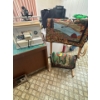 Image 1 :  Brown Omega, sewing machine with quilt hanger, and two small handmade quilts with sewing machine ca