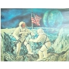 Image 5 : Carved Wooden Lion w/Cement Cat & Astronaut On The Moon Hologram Picture 