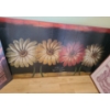 Image 3 : Batik Mayan Framed Art 18 w, 26 h.  Painted Flowers on Wood 47w, 24 h & Johnny Cash Poster