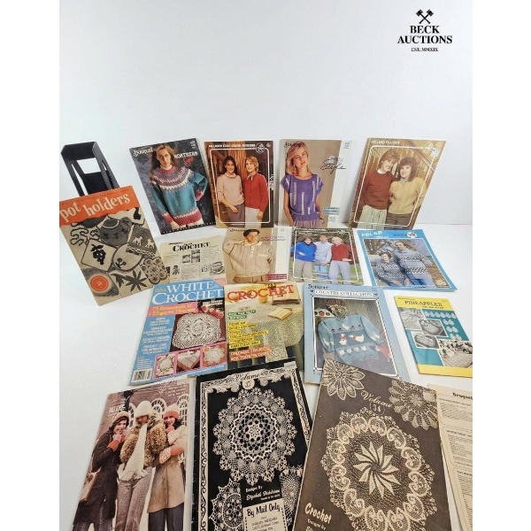 Rare Elizabeth Hiddleson Crochet  Designs Volume 34 & Vintage Fashion Knit Sweater Patterns Books.