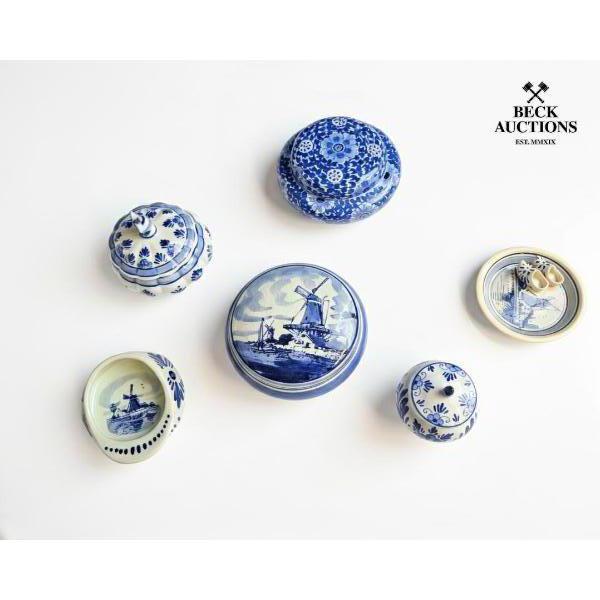  Collection Of Vintage Delft Blue Trinket Boxes.
