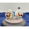 Image 2 : Hand Painted Rooster Snuff Bottles  2.5H & 3H (one missing lid)
