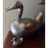 Image 1 : Heavy Pewter and Brass Large Duck Trinket Box w/ Mini Box Duck - Lg is 1 Foot Wide, 10 Inches Tall 