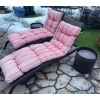 Image 2 : Modern Wicker Chaise Loungers ft/ Adjustable Back & Body Cushions w/ 2 Glass Top Tables