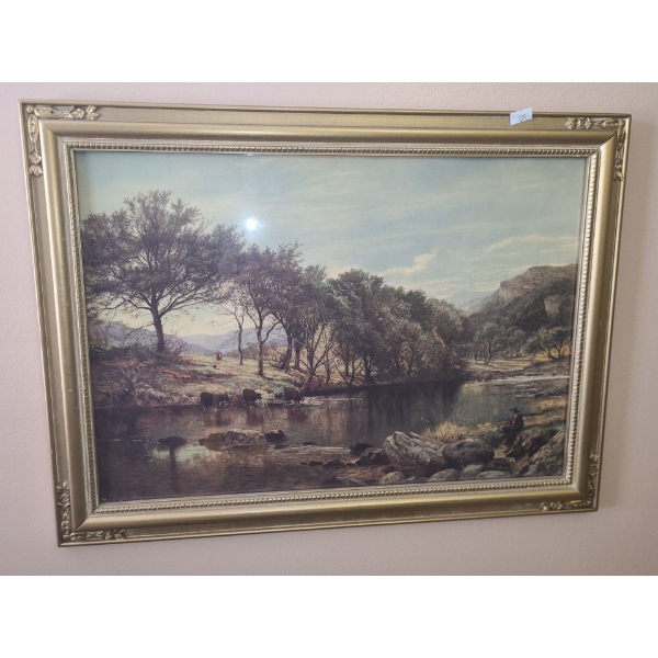 Framed Print of Livestock at River 23 X 17