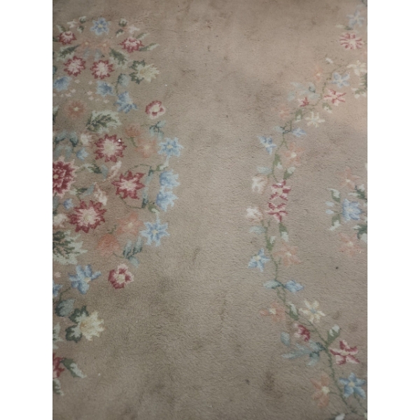 High Pile Asian Area Rug - Floral Embellishments - 108x120 