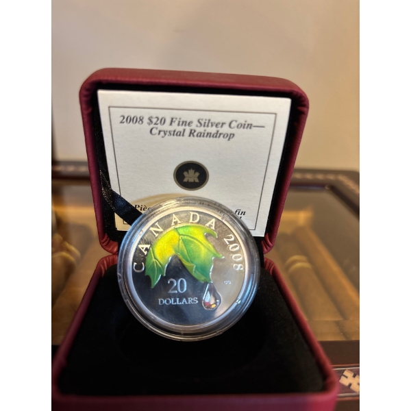 2008 $20 Crystal Raindrop - Pure Silver Coin