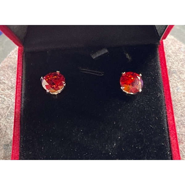 6ct TW GRA Certified Round Brilliant Cut Moissanite set in Sterling Silver V Shaped Earrings