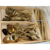 Image 5 : Holiday Tableware Includes: Plates, Glasses and Golden Cutlery