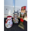 Image 1 : Large nutcracker 40” height with two snowman decorations24” height