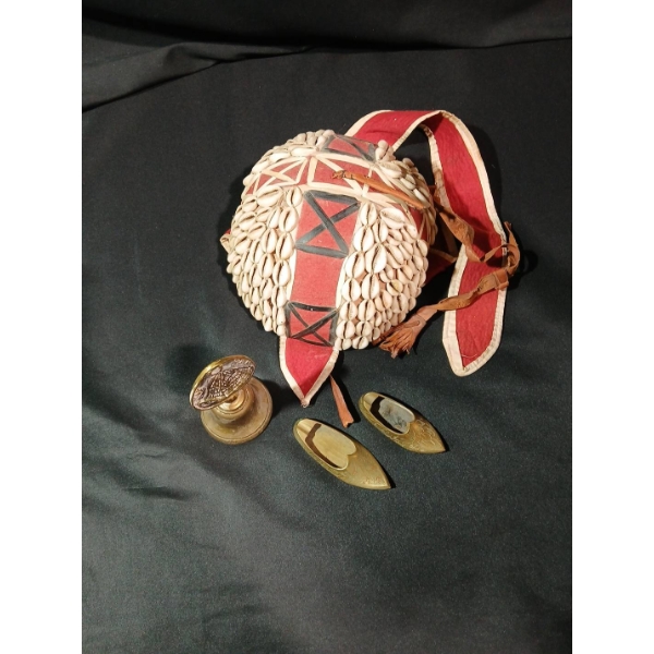 Kuba Headdress, Brass Indian Ashtrays, and El