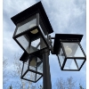 Image 3 : Three Headed Outdoor Lamp Post  Durable Black Aluminum- Light Your Way Home