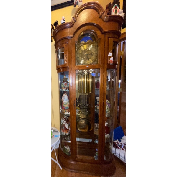 Rare & Timeless Ridgeway Grandfather Curio Clock 7Ft. Tall