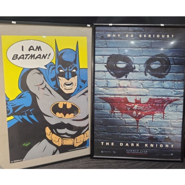 "I Am Batman!" Poster w/ Frame 40.5 x 28 and "The Dark Knight" Movie Poster w/ Frame 41 X 28 