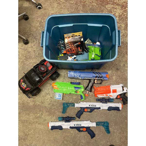 Collection Of Nerf Guns, Included Is Variety Of Amo Plus Large Toy Truck (NO Remote)