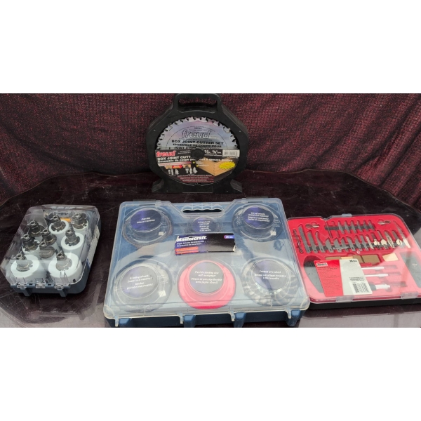 Freud Box Joint Cutter, Mastercraft Angle Grinder Kit, Hole Saw Kit, Jobmate Knife Set