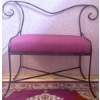 Image 3 : Metal-Framed Bench with Upholstered Seat, Mirror, and Area Rug
