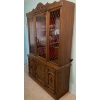 Image 2 : Dark Wood China Cabinet w/Cool Design on Glass Doors  Wine Glasses Included