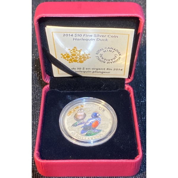 2014 $10 Harlequin Duck Fine Silver Coin 15.87 Grams