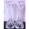 Image 4 : Crystal Lot with Candle Holders, Decanter, and Etched Divided Platter